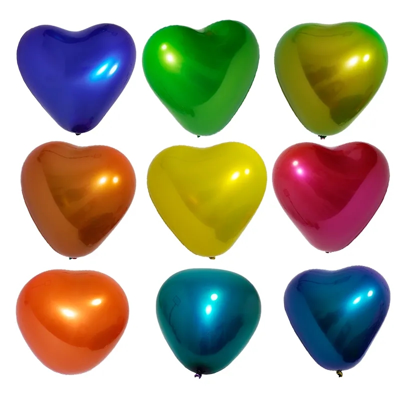 2022 Neues Design enthält nicht Nitrosamin Herzförmige Metallic Inflation Dekoration Latex Luftballons