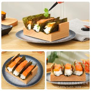Wooden Sushi Roll Holder Rectangular Rice Ball Stand For Serving Display - Product Image 3