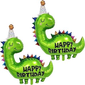 Ballon en feuille d'aluminium Dinosaure Vert Mignon Joyeux Anniversaire, Ballon en Mylar Métallique pour Décoration de Fête Dinosaure pour Enfants - Product Image 2