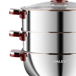 Cuisinière <span class=keywords><strong>électrique</strong></span> multifonctionnelle Haley 36 cm 2100 W avec panier <span class=keywords><strong>vapeur</strong></span> à grand diamètre, double cage en acier inoxydable haute pression - Product Image 4