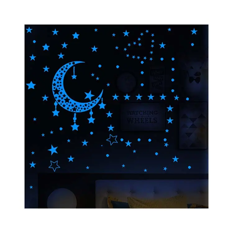 Qianheng Top 10 Super Star Room Decoration Wall Sticker 3D Moon Kids Glow Stars In The Dark Stickers