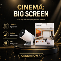 Mini-projecteur LED HY300pro+ pour la maison et la chambre – Prise en charge 4K, Android 14, Correction trapézoïdale automatique, Haut-parleur intégré