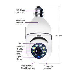 Projecteur d'intérieur à la maison 355 degrés grand angle longue portée Ptz bébé moniteur Ip Wifi ampoule caméra - Product Image 2