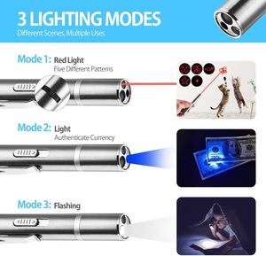 High Quality <b>USB</b> <b>Rechargeable</b> Stainless Steel Classic Pointer Red <b>Light</b> Interactive Chaser Laser Pen Cat Teaser Exerciser - Product Image 3