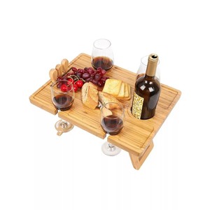 <span class=keywords><strong>Table</strong></span> de pique-nique portable en bambou avec porte-vin, <span class=keywords><strong>table</strong></span> de plage pliable et <span class=keywords><strong>table</strong></span> de pique-nique pour vin, accessoires de pique-nique avec planche à charcuterie - Product Image 3