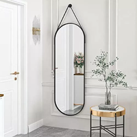 Miroir mural ovale suspendu de style européen moderne pour la décoration d'hôtel, cadre en aluminium, grand miroir sur pied pour la décoration d'hôtel