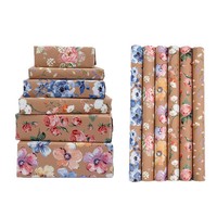 Rouleau de papier cadeau kraft transfrontalier, motifs floraux dessinés à la main, série anniversaire, grande taille pour cadeaux