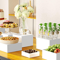 Ensemble de 4 rehausseurs de buffet en acrylique à 5 faces, blanc, noir, acrylique transparent, présentoir en acrylique pour gâteaux, cupcakes et aliments