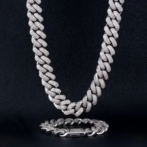 KRKC & CO 18mm 24in Hip Hop Sieraden White Gold cz Steen Iced Out Cubaanse Link Chain