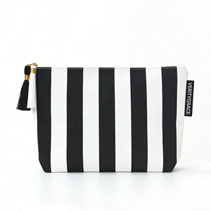 Corduroy Striped Zipper Closure Storage <strong>Bag</strong> Contrasting Color Simple Fashionable Makeup <strong>Bag</strong> Large Capacity Portable Convenient - Product Image 2
