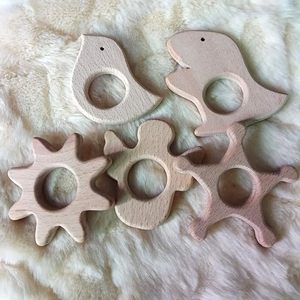 Encantador pájaro de madera de <span class=keywords><strong>dibujos</strong></span> <span class=keywords><strong>animados</strong></span>, forma de Animal Natural puro, juguetes de dentición de madera de haya, patrón hecho a mano, colgante de collar de joyería DIY - Product Image 6