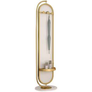 Miroir de sol elliptique moderne de luxe tendance 2025 avec cadre en métal doré pour décoration de bureau - Product Image 5