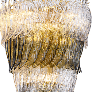 Lámpara de cristal de Villa de lujo moderna lámpara de hoja de cristal transparente hecha a mano araña de lujo - Product Image 2