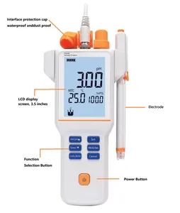 เครื่องวัดค่า pH แบบพกพาที่ได้รับการรับรองมาตรฐาน CE ความแม่นยำสูง พร้อมหน้าจอ LCD แบตเตอรี่ลิเธียม เครื่องทดสอบคุณภาพน้ำสำหรับห้องปฏิบัติการ ผลิตจากพลาสติก OEM - Product Image 2