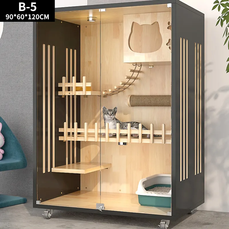 Benutzer definierte moderne Indoor-Hund Katze Möbel Haus handgemachte Träger Kleintier Schrank Häuser Haustier Käfige