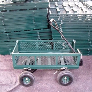 Carretilla de Jardín de Hierro Fundido de Alta Resistencia, Carro Plegable Neumático de 3.50-4 con Plataforma de Cuatro Ruedas y Malla para Herramientas, OEM, Carga de 250 kg - Product Image 1