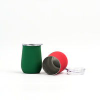 Gobelet isotherme en acier inoxydable de 17 oz en forme d'œuf, durable, avec revêtement poudré, à paroi simple, avec couvercle
