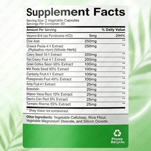 Suplemento Herbal de Marca Privada para la Limpieza y Desintoxicación del Ácido Úrico, Apoyo para las Articulaciones y Desintoxicación con Cápsulas de Extracto de Cereza Ácida - Product Image 2