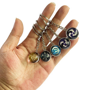 Maoke Original God Peripheral Keychain Pendant God's Eye Element Double Luminous Glass Globe Pendant Metal Key Chain