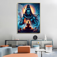 Seigneur Shiva méditant au clair de lune impression sur toile Art hindou sacré pour la méditation et la paix cadeau de décoration spirituelle pour la maison