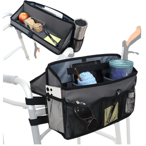 Sac de rangement pliable pour <span class=keywords><strong>déambulateur</strong></span> avec porte-gobelet, accessoire d'aide à la mobilité mains libres pour personnes âgées - Product Image 1