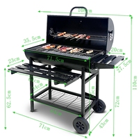 Barbecue extérieur Baril Chariot Grill BBQ Fumoir Big Oil Drum Grill Barrel Bbq Charbon de bois