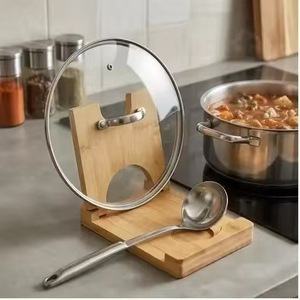 Support pliable pour couvercles de casseroles en bambou, pour rangement de cuisine sur comptoir - Product Image 1