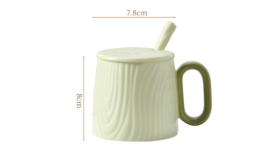 <span class=keywords><strong>Taza</strong></span> <span class=keywords><strong>de</strong></span> Cerámica Creativa con Textura <span class=keywords><strong>de</strong></span> Madera Ondulada, con Tapa y Cuchara, 350 ml, para Café o Té, para Oficina u Hogar - Product Image 6