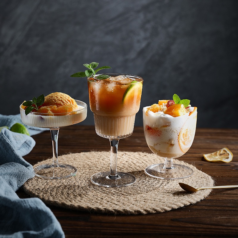 Handmade high-footed crystal glass ice cream cup dessert cup cocktail glass