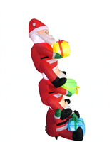 Père Noël gonflable de 1,80 m de haut, empilé sur trois niveaux, décoration de Noël, lumière LED, polyester