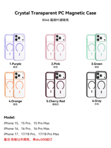 Coque de téléphone magnétique transparente mate antichoc JOYPORODO B546 Crystal Series pour iPhone 17 18 Pro Max – Étui rigide mince et tendance - Product Image 6