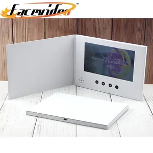 Pantalla lcd promocional de 7 pulgadas, libro de vídeo emergente, tarjeta de regalo digital en blanco para marketing, publicidad, negocios, boda