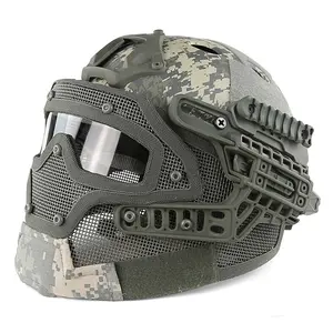 Action Union Taktikal Capacete tático tipo PJ Máscara de malha facial completa Capacete de Assalto com Óculos para CS Wargame