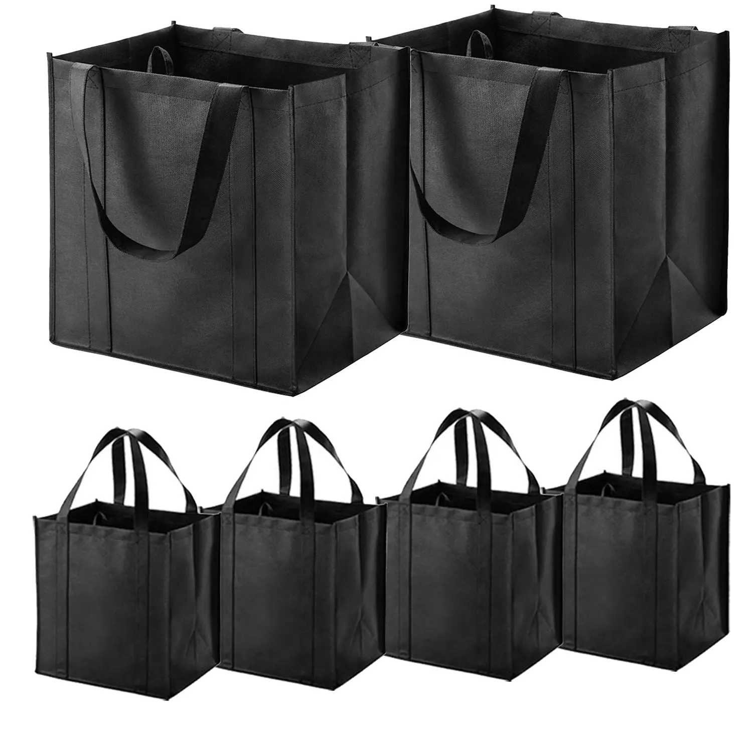 Экологически чистая большая многоразовая продуктовая Тяжелая сумка для покупок, черная Нетканая сумка для покупок с усиленным дном