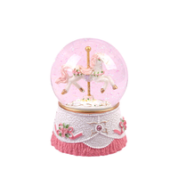 Carrousel rotatif artisanal en résine écologique peint à la main, boule de cristal musicale, globe à neige, boîte à musique, objet décoratif, cadeau