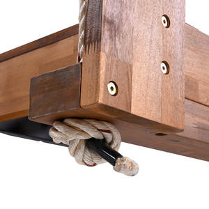 Chaise suspendue de véranda en bois, taille double, style rustique minimaliste, avec quatre cordes en chanvre de 98 pouces et deux clips pour cordes - Product Image 4