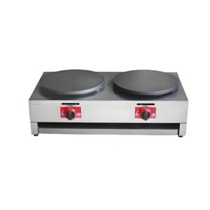 Crêpière professionnelle à gaz double plaque en acier inoxydable avec revêtement antiadhésif et surface de cuisson réglable - Product Image 2