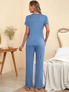 Pyjamas de maternité décontractés vêtements amples à manches courtes vêtements de nuit <span class=keywords><strong>pour</strong></span> femmes enceintes pyjamas modaux <span class=keywords><strong>pour</strong></span> l'allaitement - Product Image 5