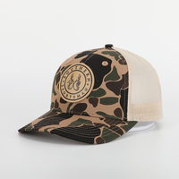 OEM Günstige Custom Logo Hochwertige 6 Panel Pre Curved Krempe Old School Camo Mesh Trucker Caps Hut