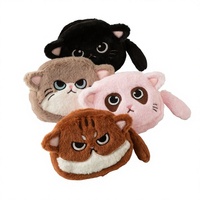 Porte-monnaie grande capacité en polyester respirant, motif chat dessin animé, organiseur de papeterie pour étudiant, sac à cosmétiques en peluche chaton pour clés