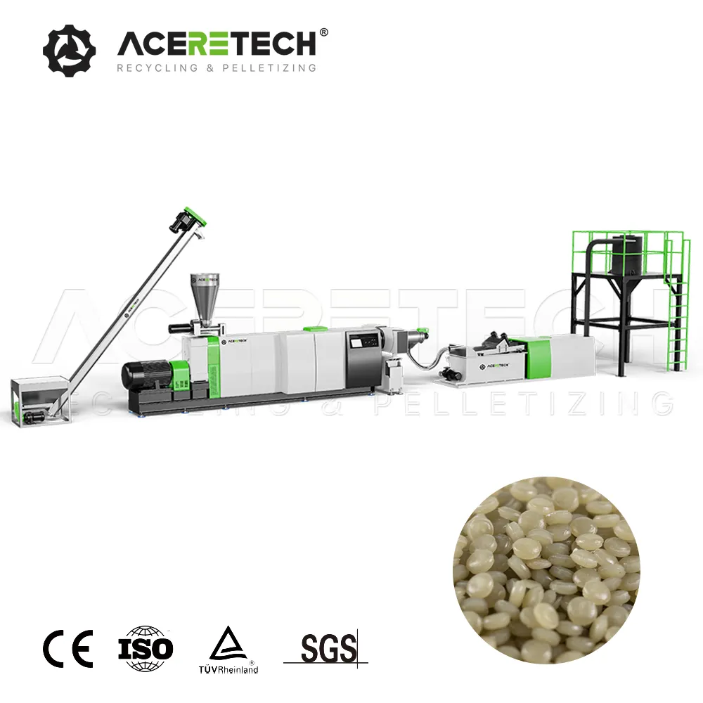 Warm Service Waste Plastic HDPE Bottle Flakes Recycling Single Screw Extruder Pelletizing Line ASE
