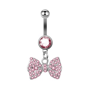 Chirurgisch Staal Buik Ringen Sieraden Helder Kristal Steen Strik Navel Bengelen Ring Mode Vrouwen Lichaam Sieraden - Product Image 5