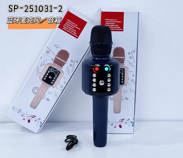 SP-251031-2 Wireless Bluetooth Karaoke Microphone with LED Light TWS Function Portable Handheld Mic Speaker for Singing