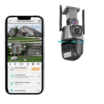 Electric PTZ IP66 Protection CMOS Wi-Fi Connected 1 Year Network Camera Dual Lens Dual Screen Voice Intercom 360 Degree