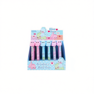 Dino Saur 4 Color Ball Pen Pink Blue Novelty Office School Pen - Product Image 1