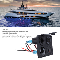 Panel Charger Tahan Air 4 in 1 12V 24V Dual 4.2A USB Power Outlet LED Voltage Meter Yujie untuk Kapal RV Truk Mobil