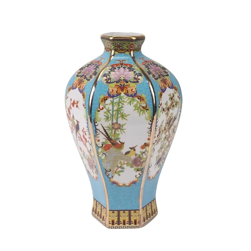 RYRJ Series Vintage Chinese Famille Rose Ceramic Vase Oriental Luxury Qing Dynasty Multi-color Flower Vase