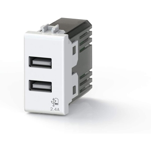 4 prises murales USB 2.4A 2 ports en plastique blanc avec mise à la terre standard 230V - Product Image 2