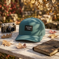 Gorra de Golf Personalizada con Bordado 3D en Relieve, Visera Curva, Perforaciones Cortadas con Láser, Malla Impermeable de Secado Rápido, Gorra Trucker de 5 Paneles