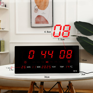 Horloge murale numérique LED surdimensionnée JIN PENG de 14,1 pouces avec date, jour et température pour la décoration de la maison et du bureau - Product Image 6